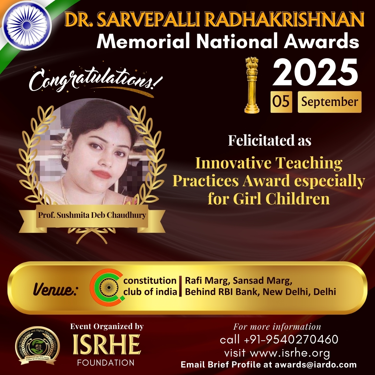 Prof. Sushmita Deb Chaudhury